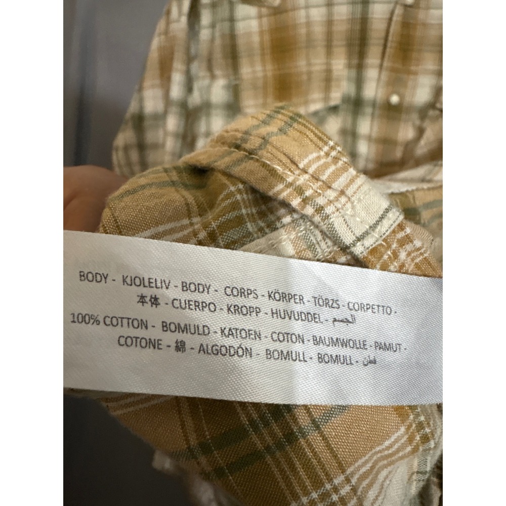 Ariat Retro Fitted Mens XL Tall Western Pearl Snap Plaid Shirt Brown Olive - Picture 5 of 10